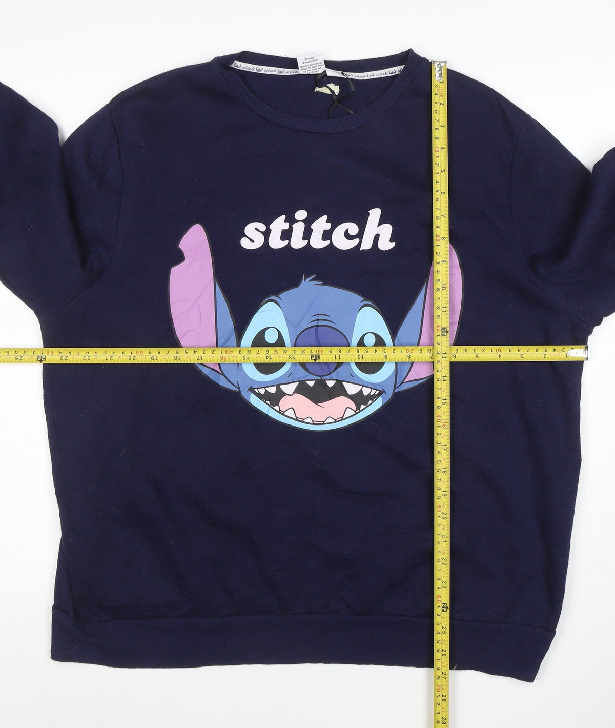 Disney Women’s Navy Stitch Pullover Sweatshirt XL Cotton Blend