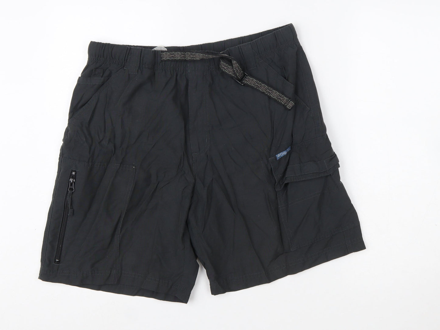 Columbia Men's Black Cargo Shorts Size M Elastic Waist Outdoor Travel