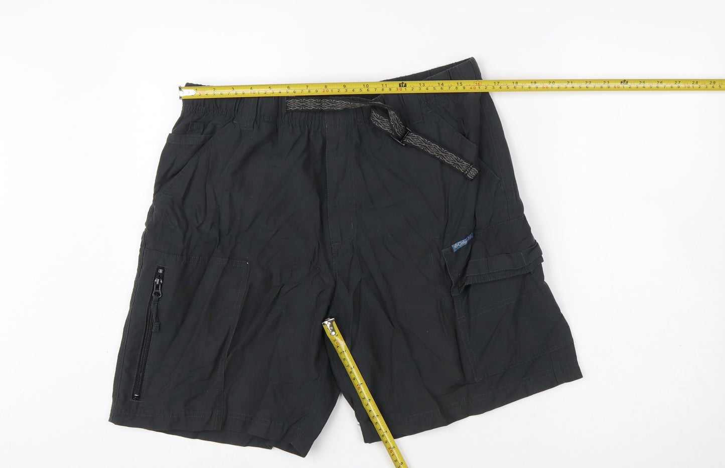Columbia Men's Black Cargo Shorts Size M Elastic Waist Outdoor Travel