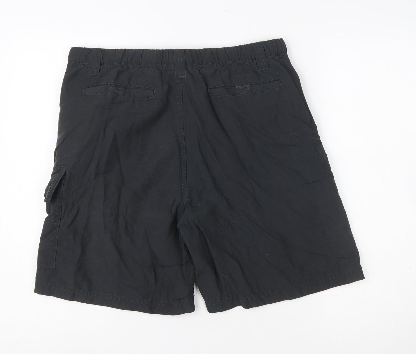 Columbia Men's Black Cargo Shorts Size M Elastic Waist Outdoor Travel