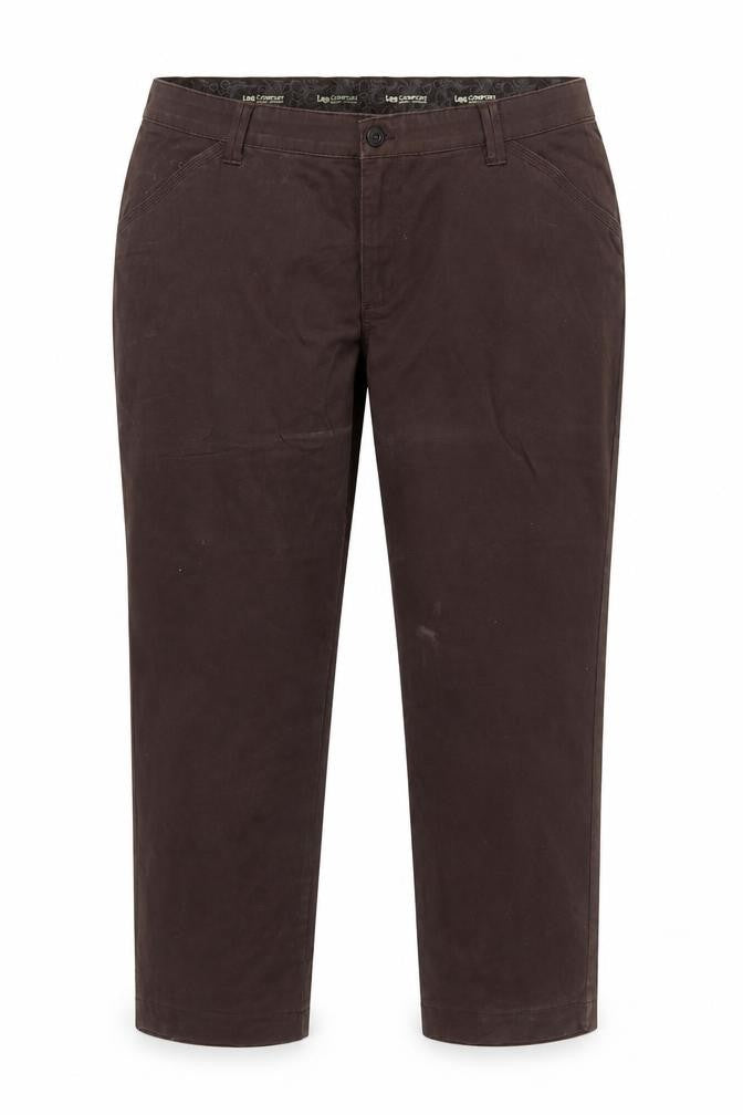 Lee Comfort Women's Brown Cotton Stretch Chino Trousers Size 22W