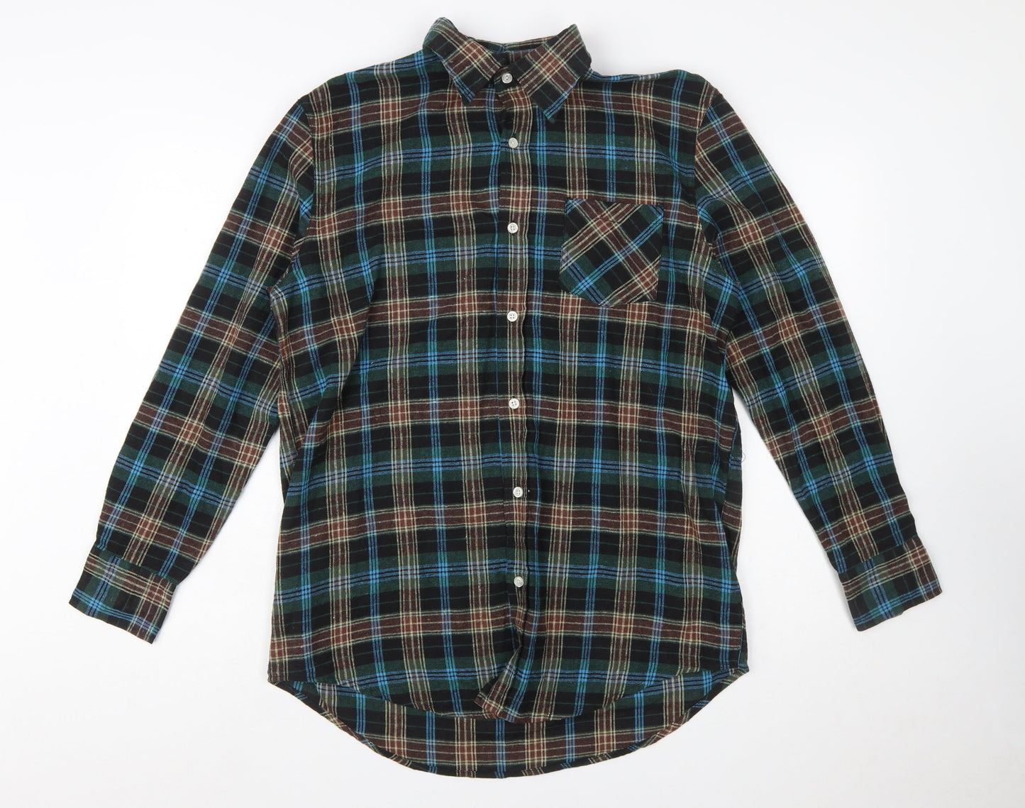 Activa Men's Multicoloured Plaid Flannel Button-Up Shirt L