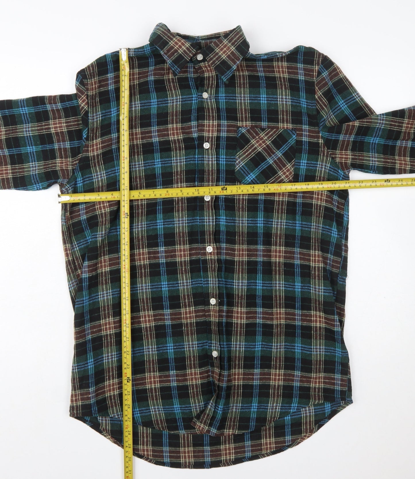 Activa Men's Multicoloured Plaid Flannel Button-Up Shirt L