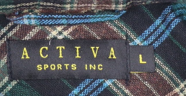 Activa Men's Multicoloured Plaid Flannel Button-Up Shirt L