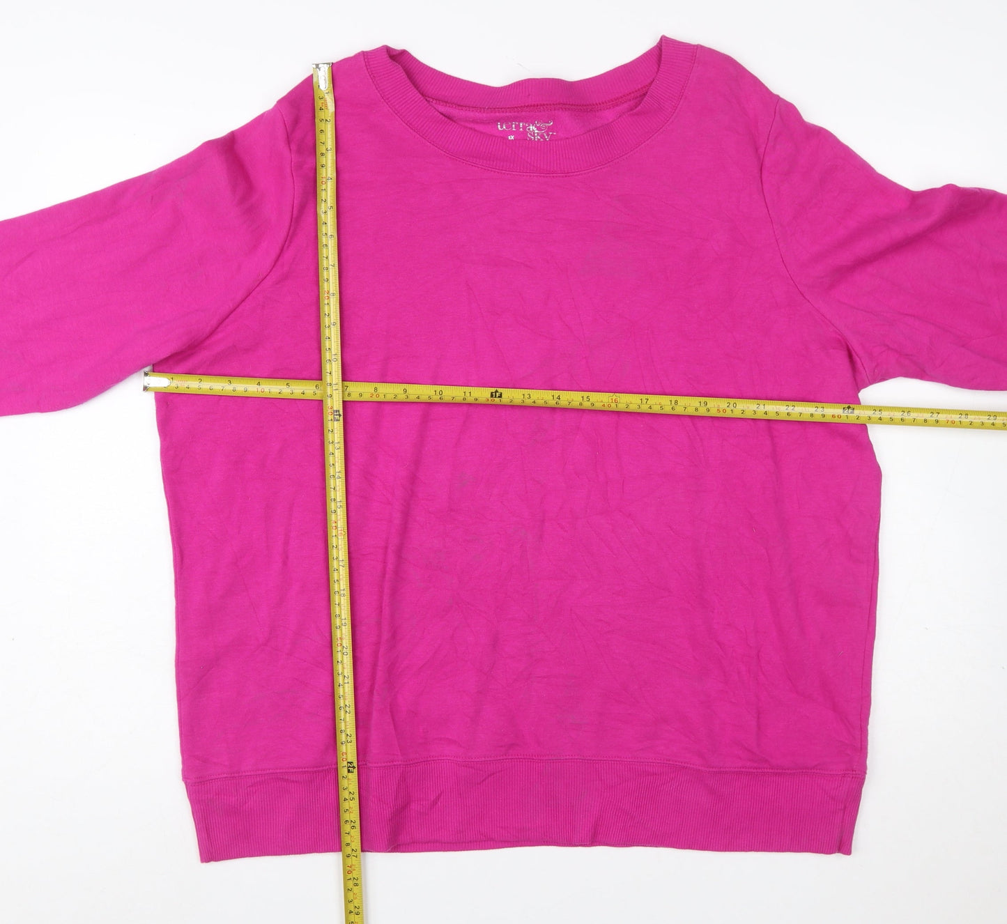 Terra & Sky Women's Pink Pullover Sweatshirt Size 18 Plus Cotton Blend