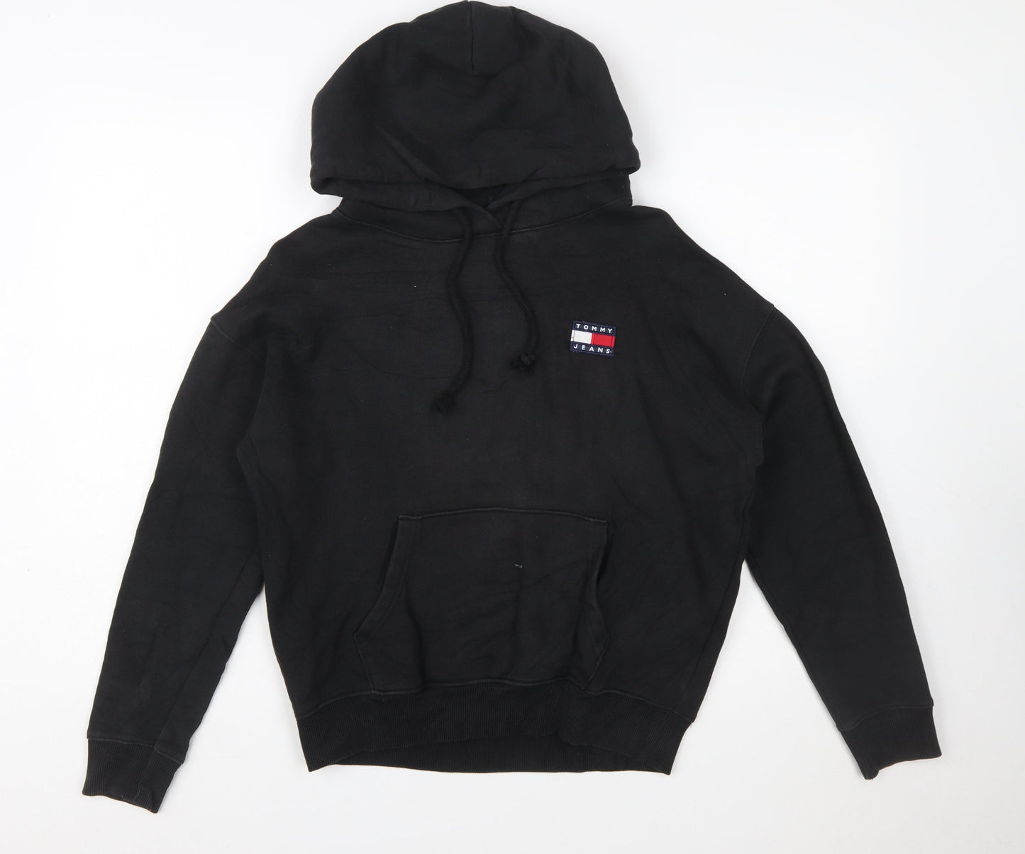 Tommy Jeans Women Black Small Pullover Hoodie Cotton Casual