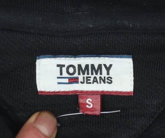 Tommy Jeans Women Black Small Pullover Hoodie Cotton Casual
