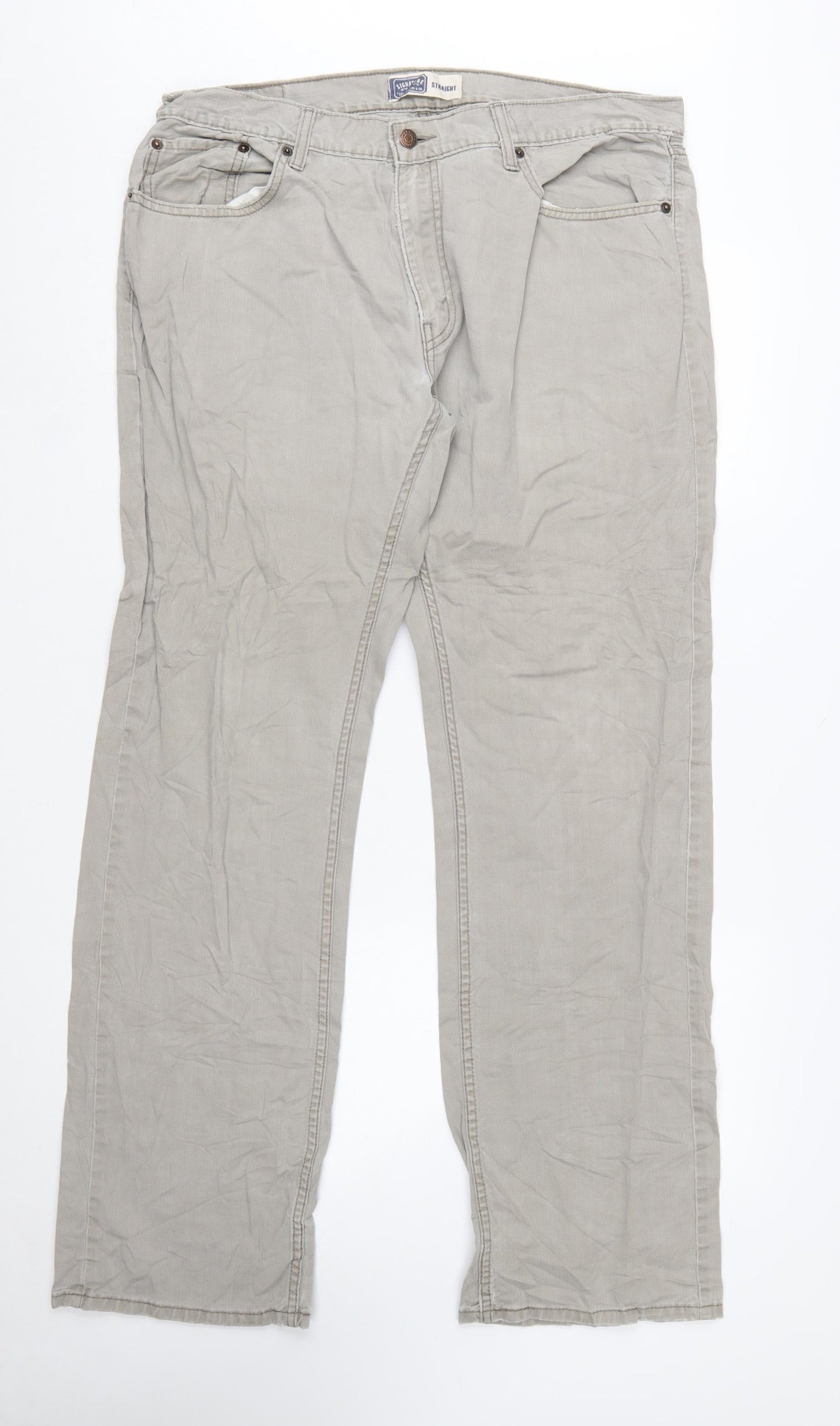 Levi Strauss Men's Beige Straight Fit Jeans 36W 34L Cotton Denim