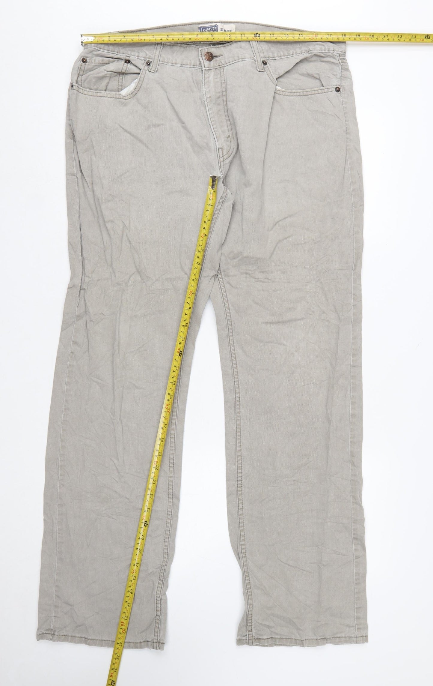 Levi Strauss Men's Beige Straight Fit Jeans 36W 34L Cotton Denim