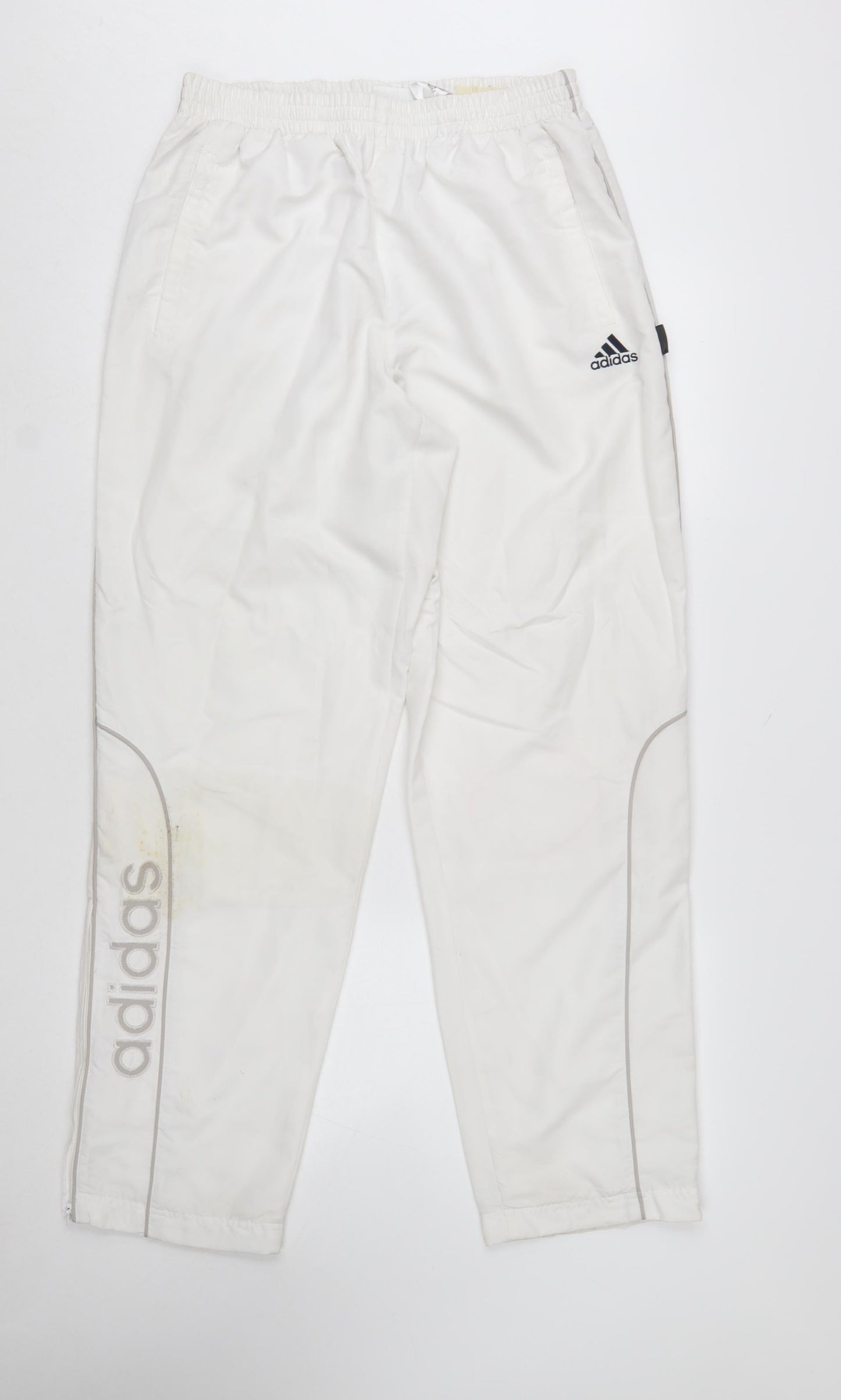 Adidas Men's White Polyester Jogger Trousers Size M