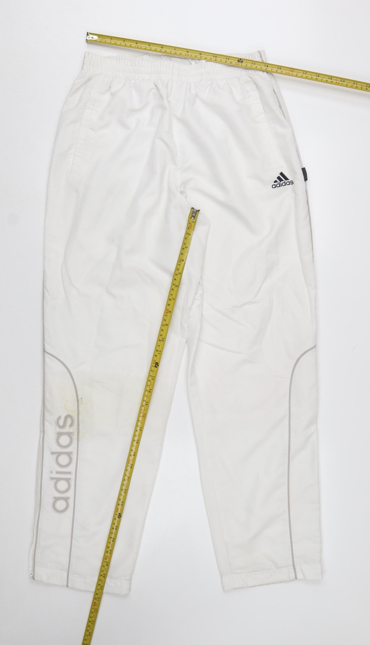 Adidas Men's White Polyester Jogger Trousers Size M
