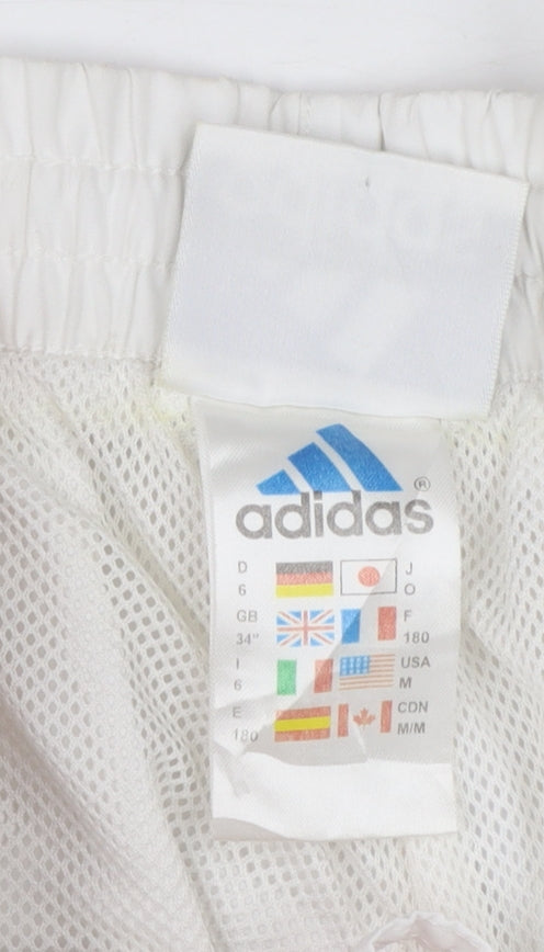 Adidas Men's White Polyester Jogger Trousers Size M