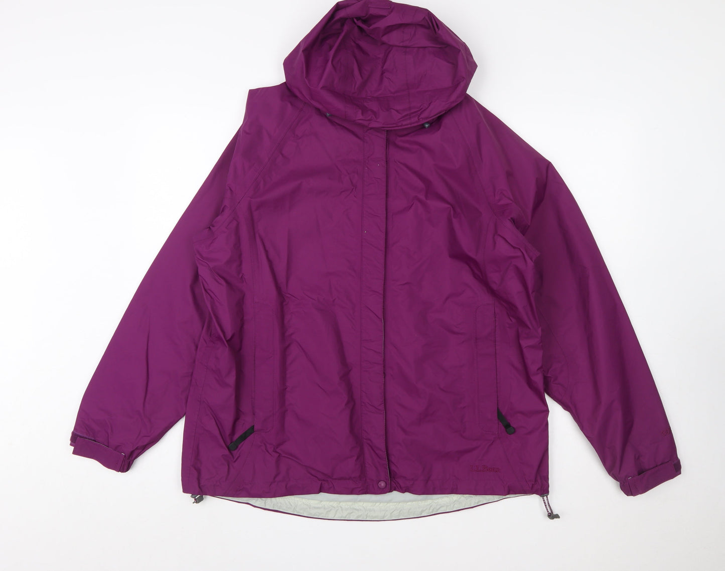 L.L.Bean Women's Purple Waterproof Hooded Rain Jacket L Regular