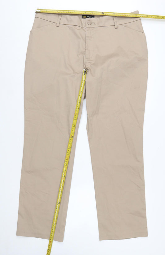 Lee Women’s Beige Straight Leg Chino Trousers Size 16 Cotton Blend
