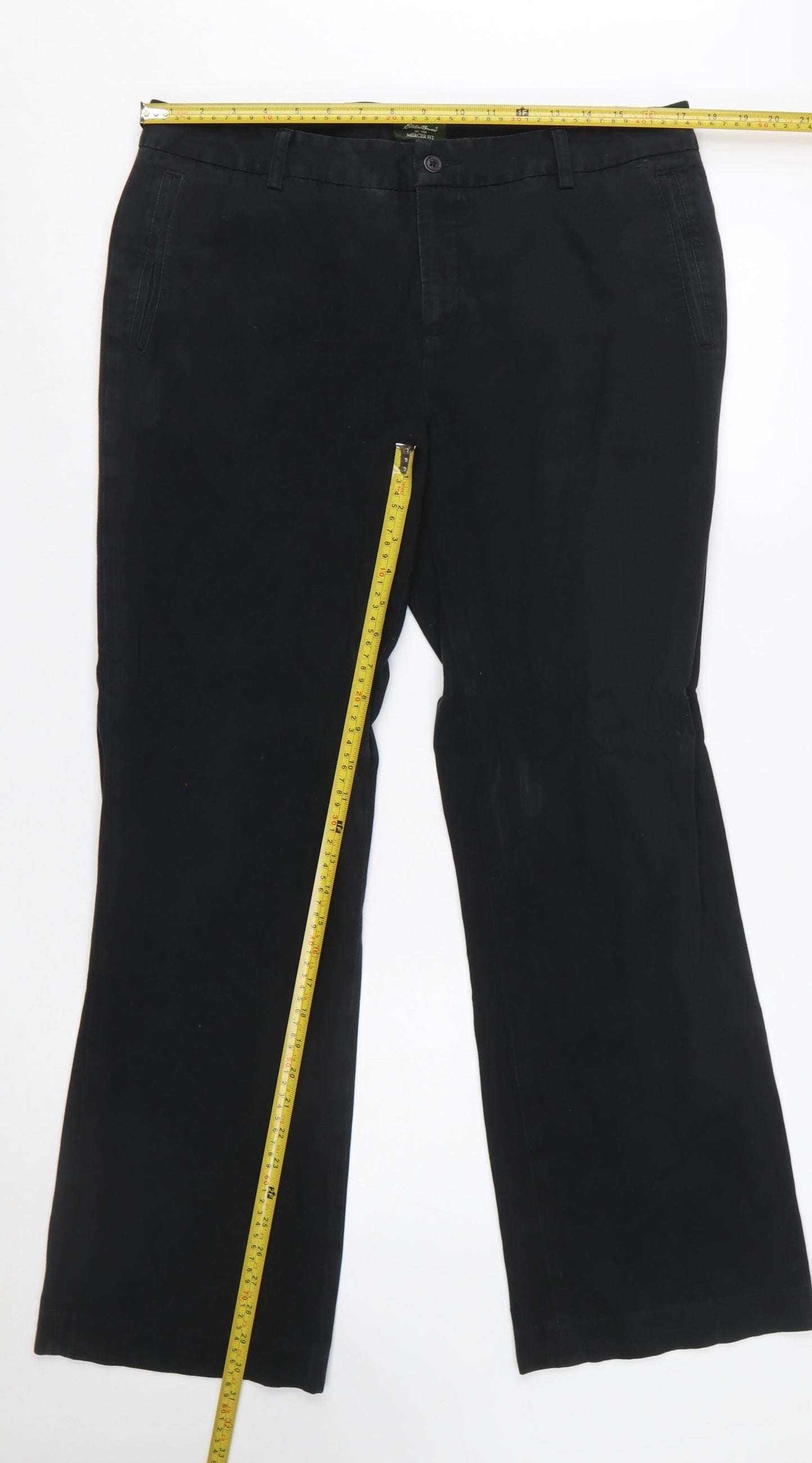 Eddie Bauer Women Black Cotton Blend Mercer Fit Trousers Size 14