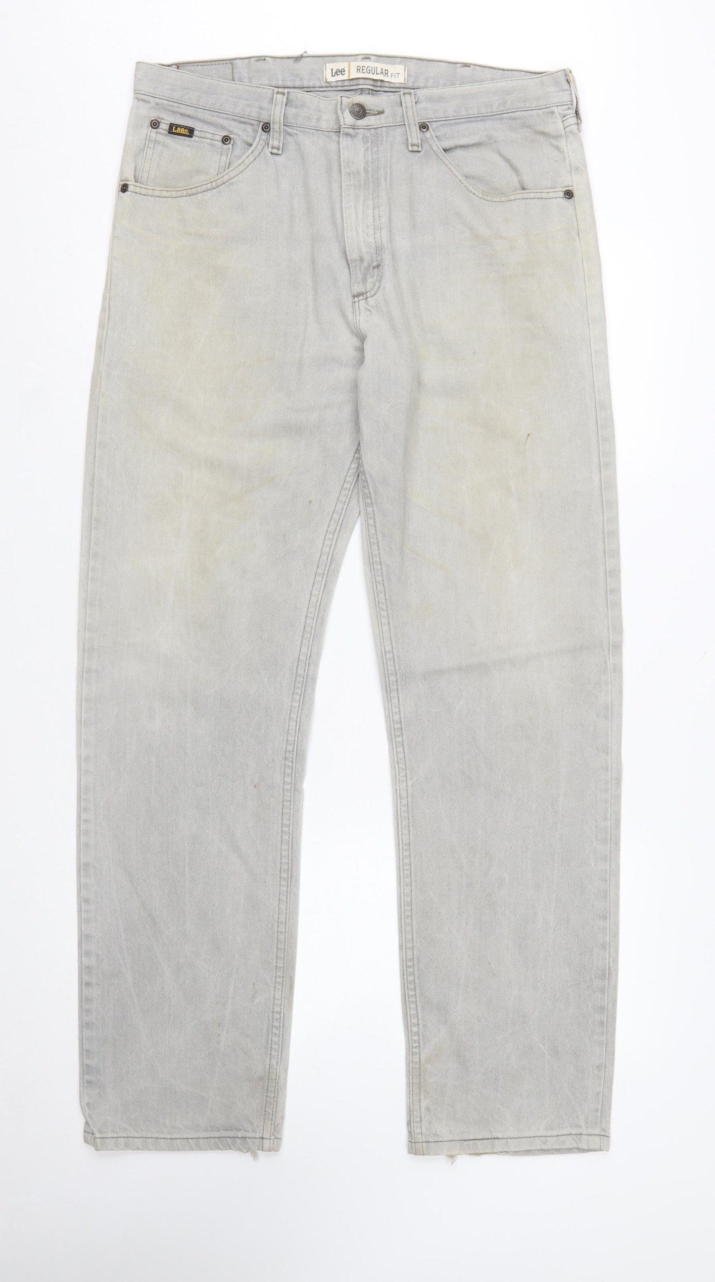 Lee Men's Grey Regular Fit Straight Jeans 34x32 Denim