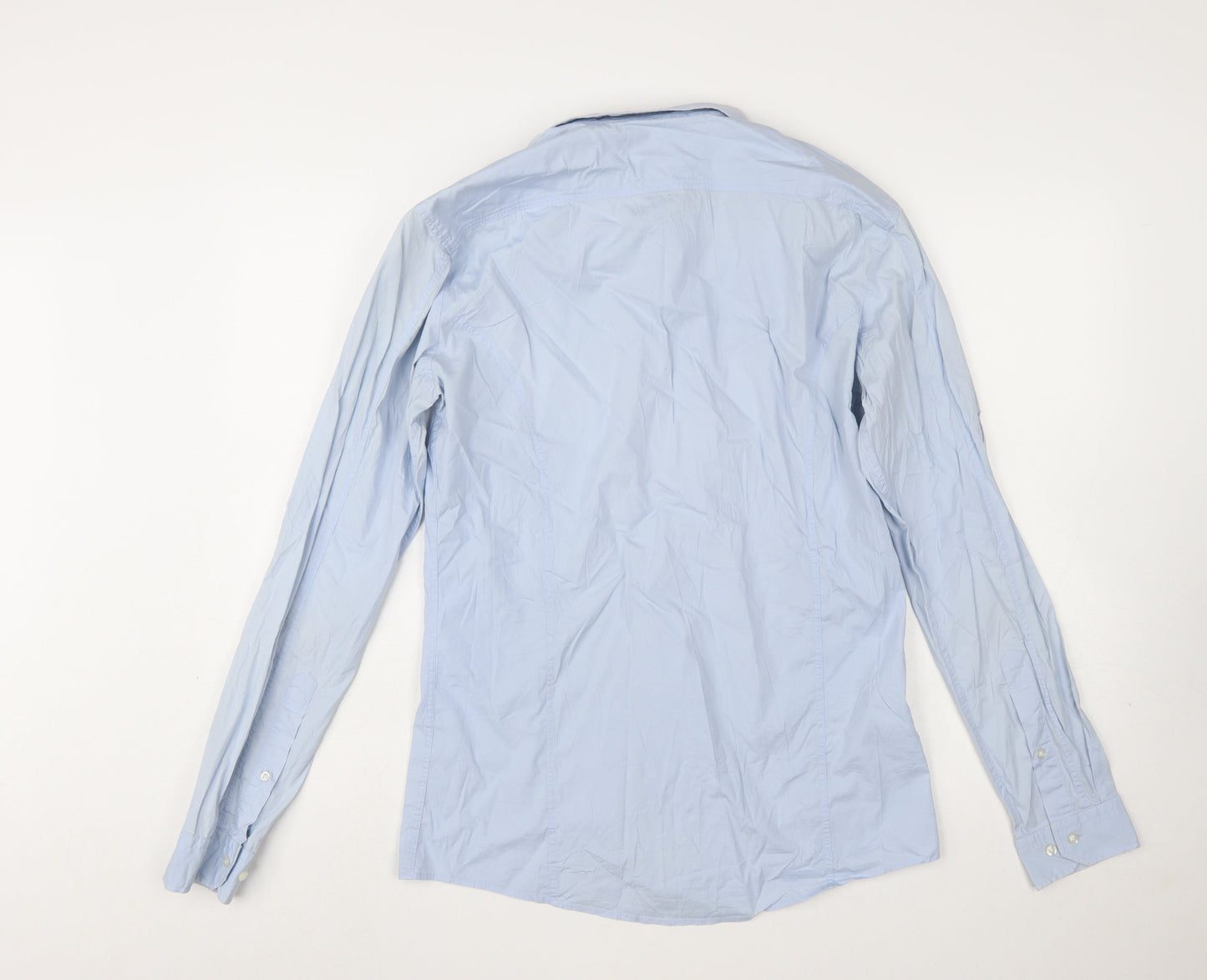 Hugo Boss Men's Blue Slim Fit Long Sleeve Cotton Shirt M