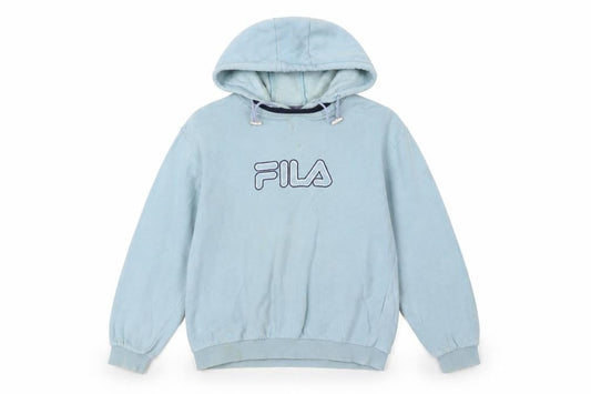 Fila Boys Light Blue Pullover Hoodie Age 10 Logo Fleece Cotton Blend