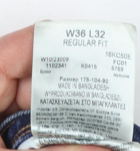 Wrangler Mens Blue Regular Fit Denim Jeans W36 L32