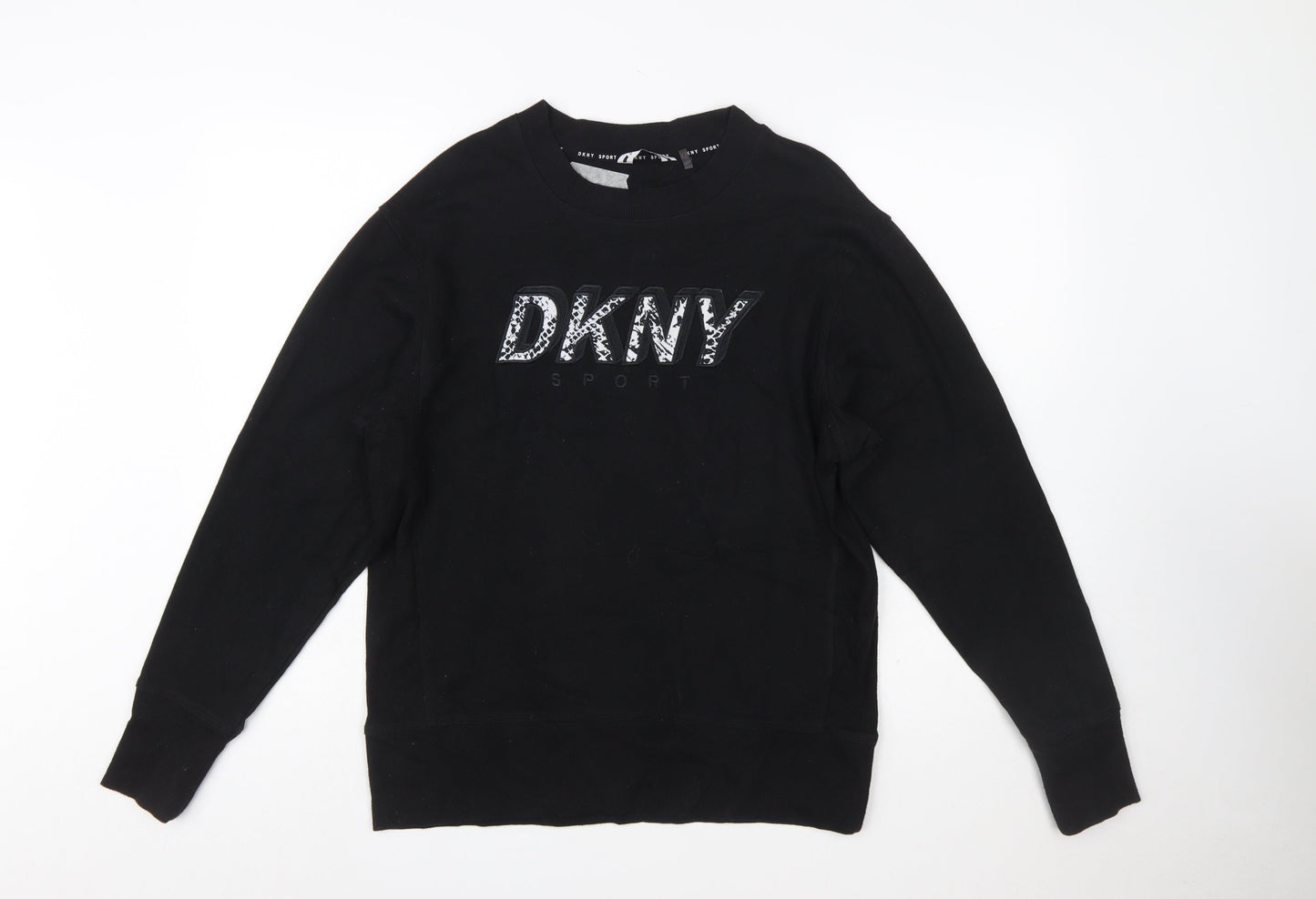 DKNY Sport Women's Black Small Pullover Sweatshirt with Logo Detail