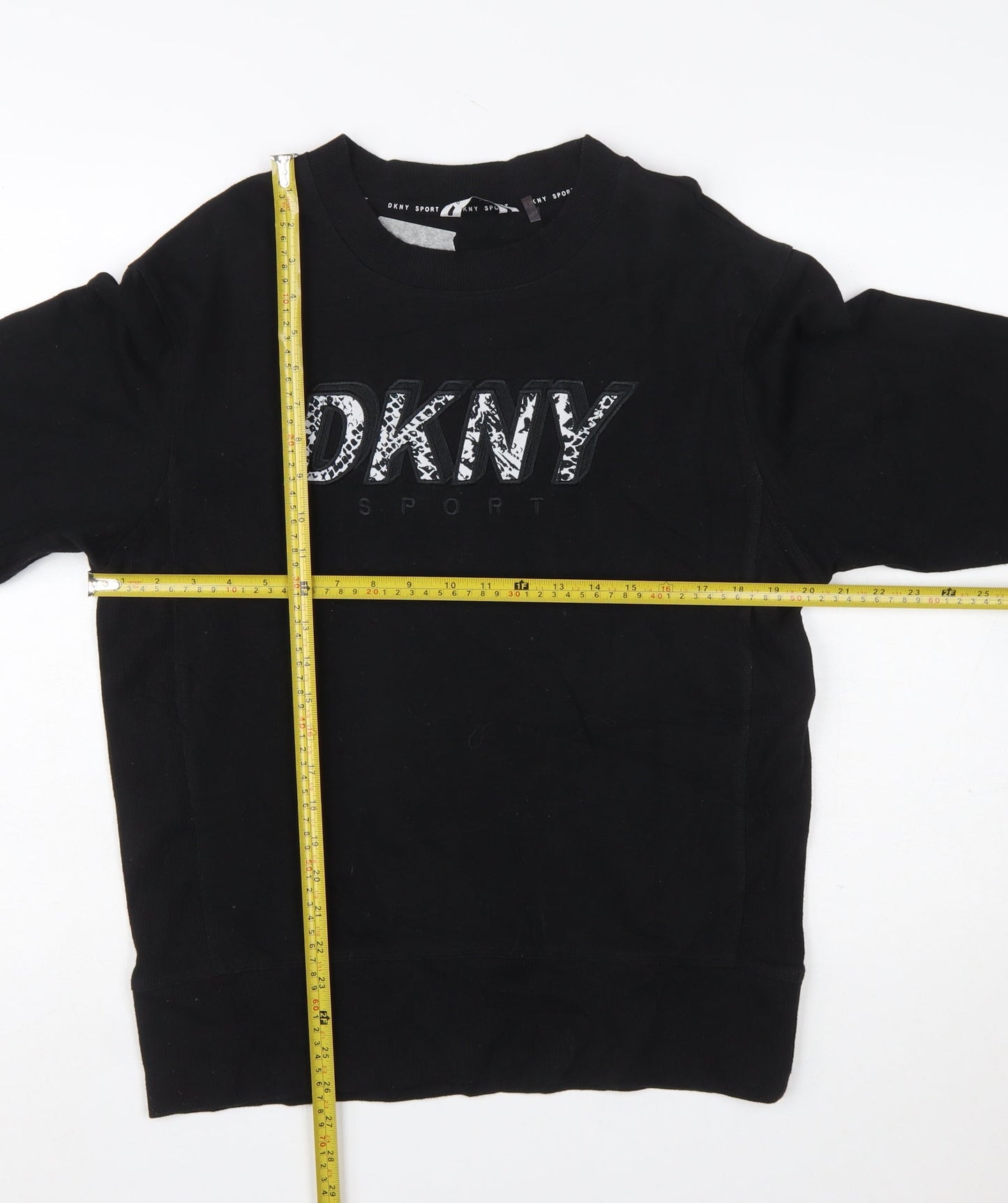 DKNY Sport Women's Black Small Pullover Sweatshirt with Logo Detail