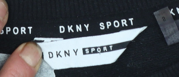 DKNY Sport Women's Black Small Pullover Sweatshirt with Logo Detail