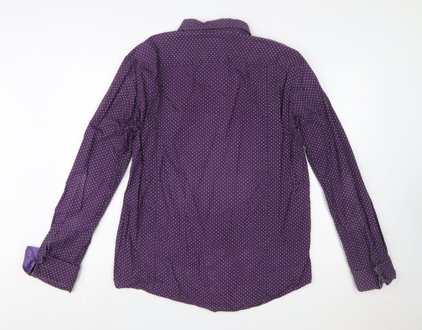 Hugo Boss Men's Purple Polka Dot Slim Fit Long Sleeve Shirt XL