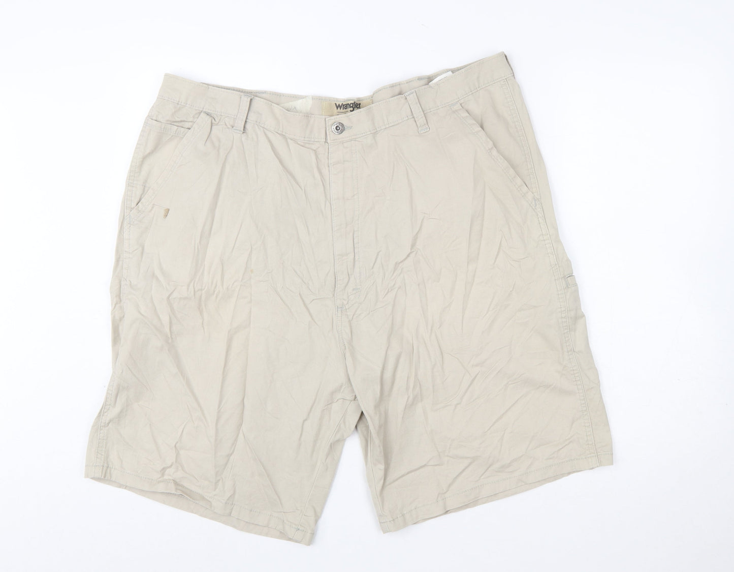 Wrangler Mens Beige Cargo Shorts Size 42 Regular Fit Cotton Blend