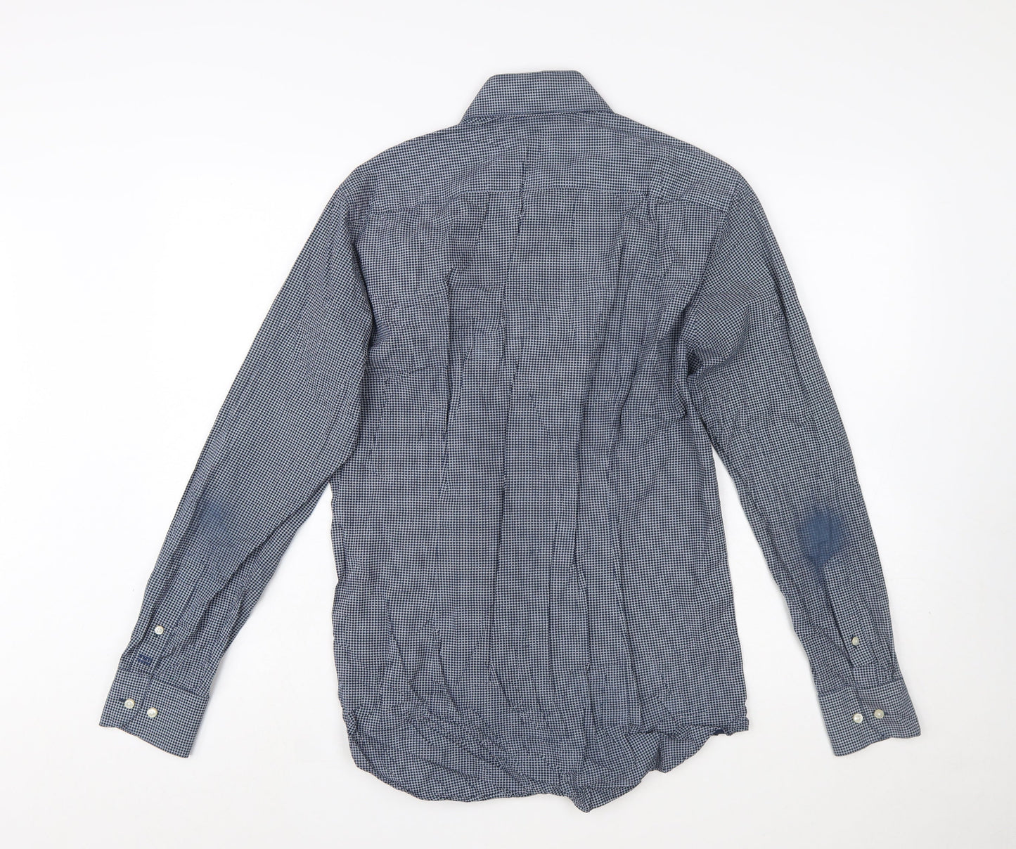 Tommy Hilfiger Men's Blue Slim Fit Long Sleeve Cotton Shirt 15.5