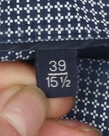 Tommy Hilfiger Men's Blue Slim Fit Long Sleeve Cotton Shirt 15.5