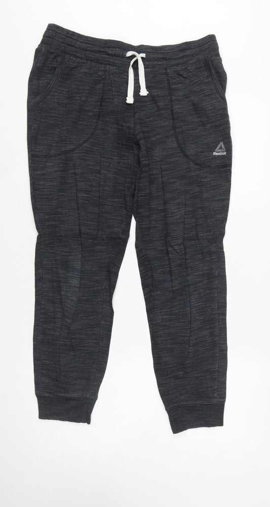 Reebok Womens Black Jogger Sweatpants M Cotton Blend Fleece