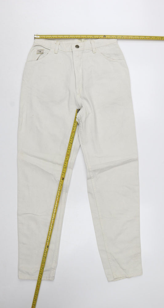 Wrangler Women Ivory High Waist Tapered Jeans Size 10 Regular
