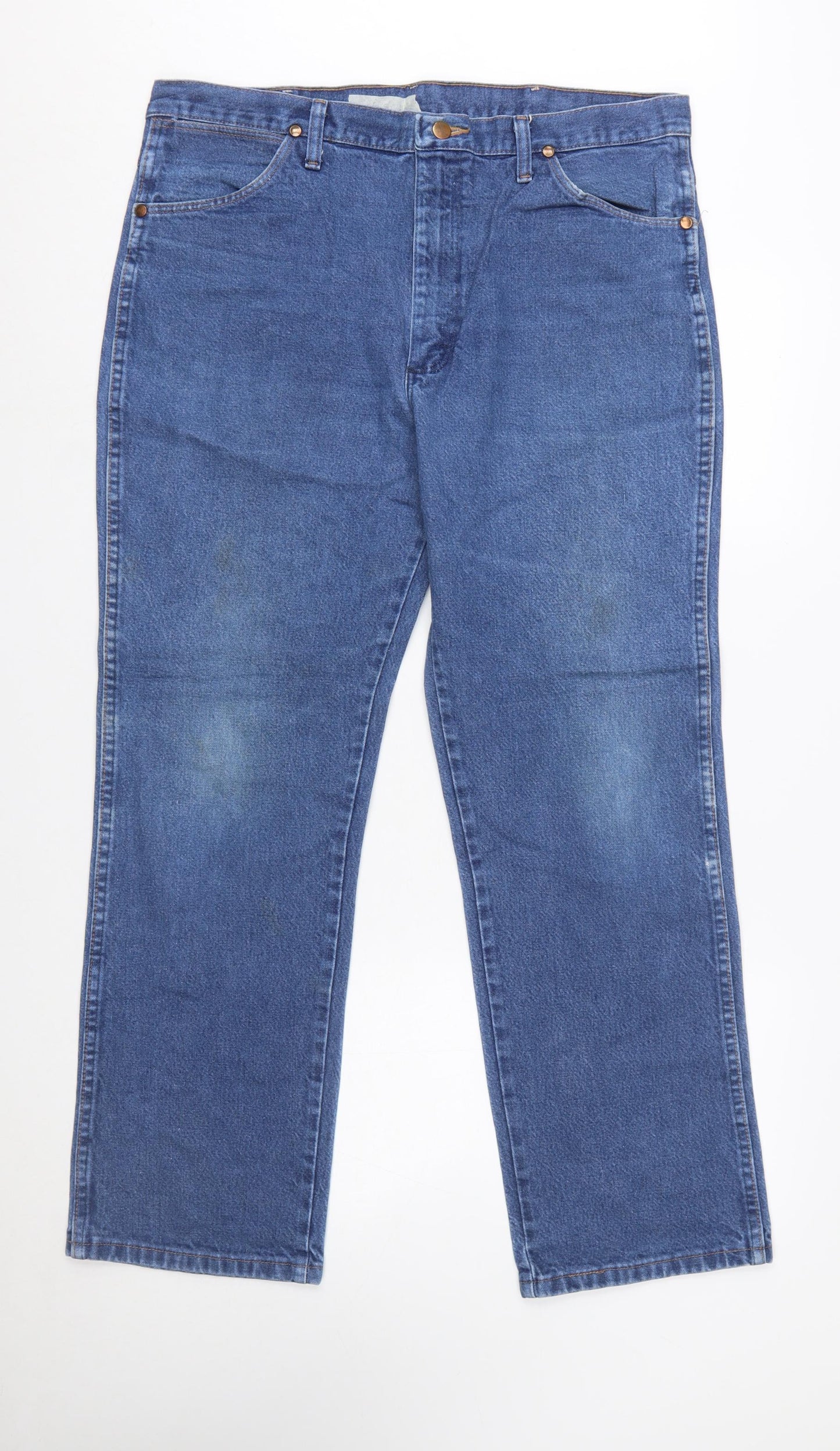 Wrangler Men's Blue Regular Fit Straight Leg Denim Jeans 36x30