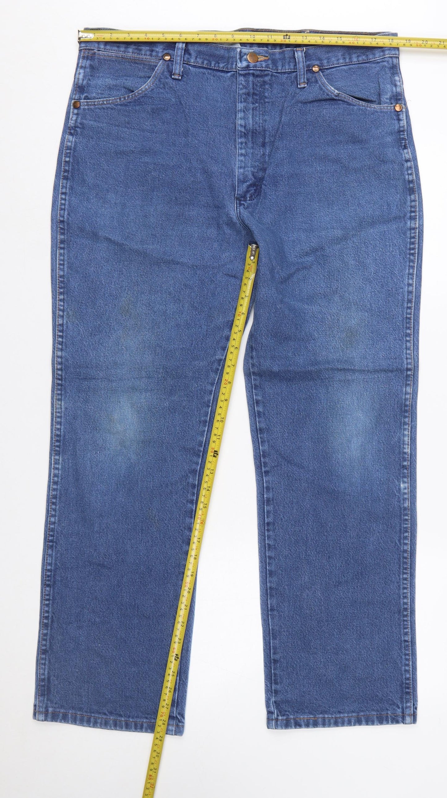 Wrangler Men's Blue Regular Fit Straight Leg Denim Jeans 36x30