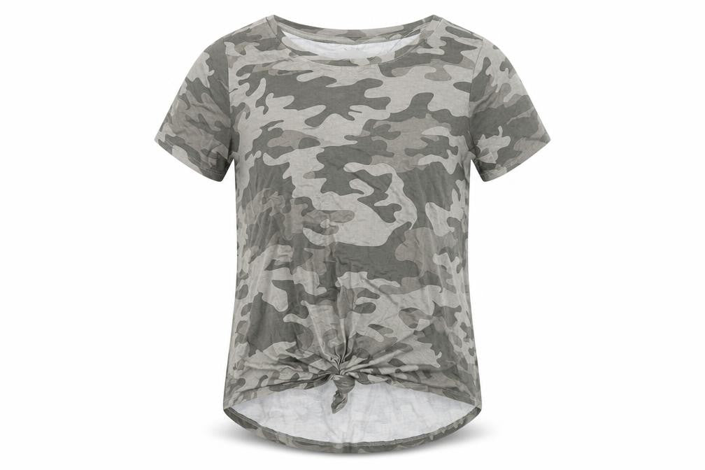 Paisley Sky Women's Green Camouflage Knot Hem Maternity T-Shirt - Size M