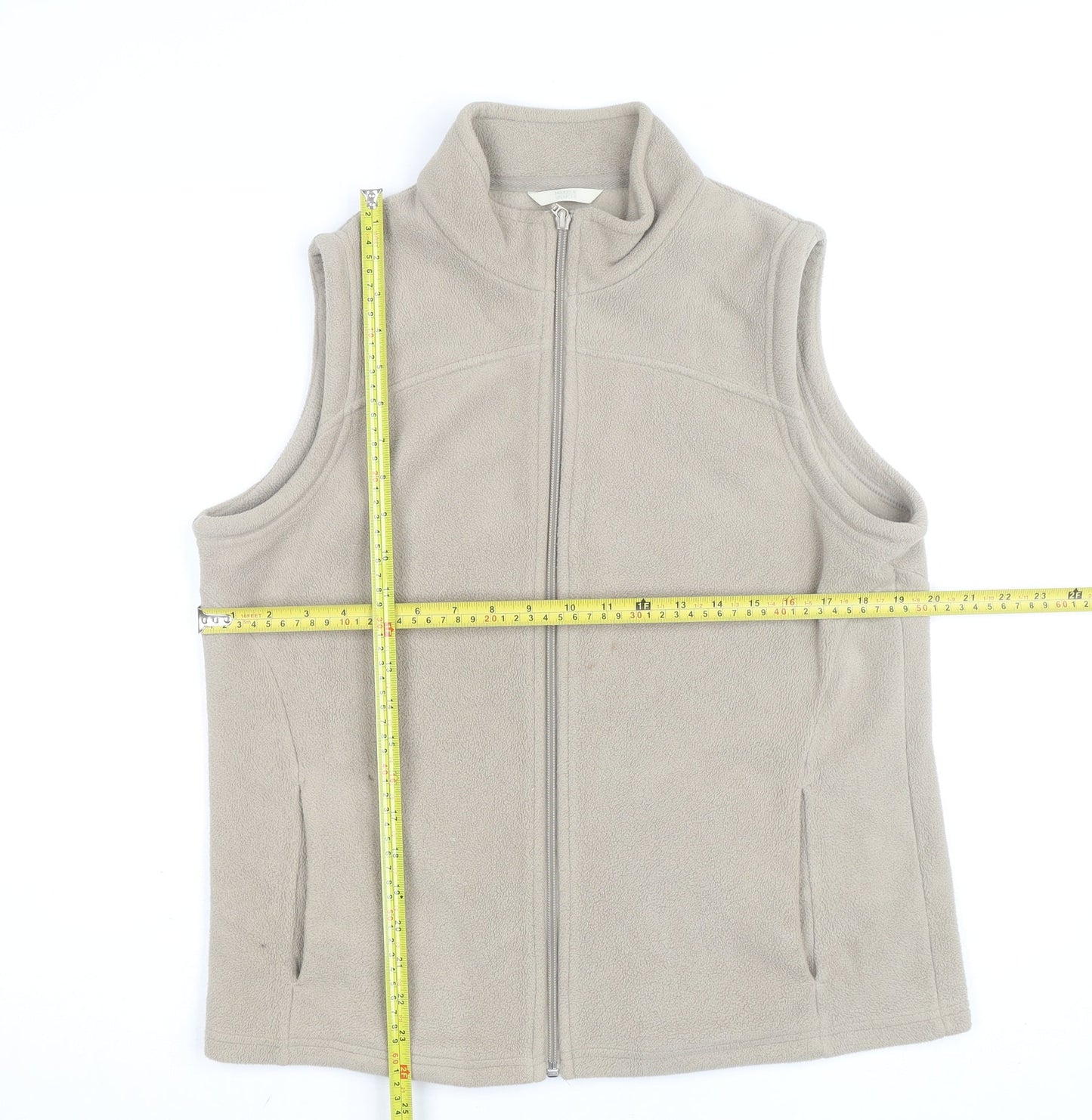 Marks & Spencer Men's Beige Fleece Full Zip Vest Size L