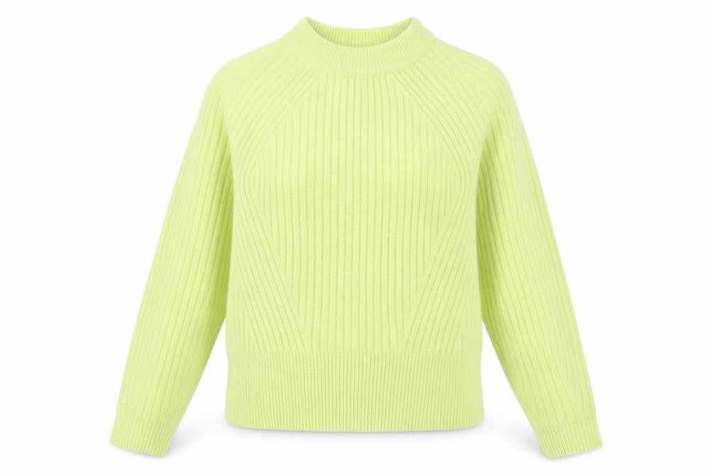 Marks & Spencer Women's Green XS Mock Neck Ribbed Knit Jumper