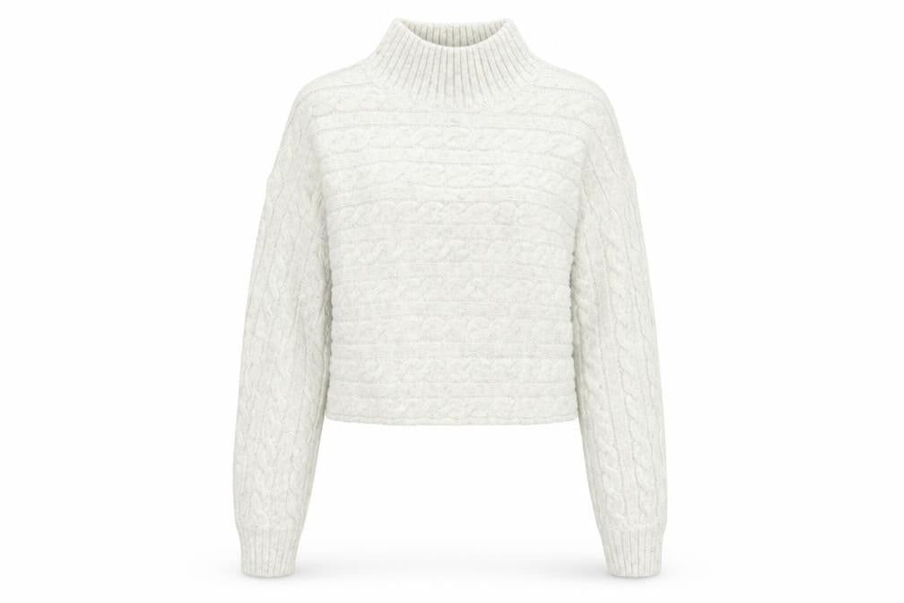 New Look Women's White Cable-Knit High Neck Jumper Size M