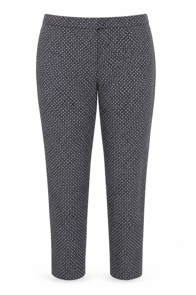 Dunnes Women's Blue Geometric Slim Tapered Stretch Trousers Size 12