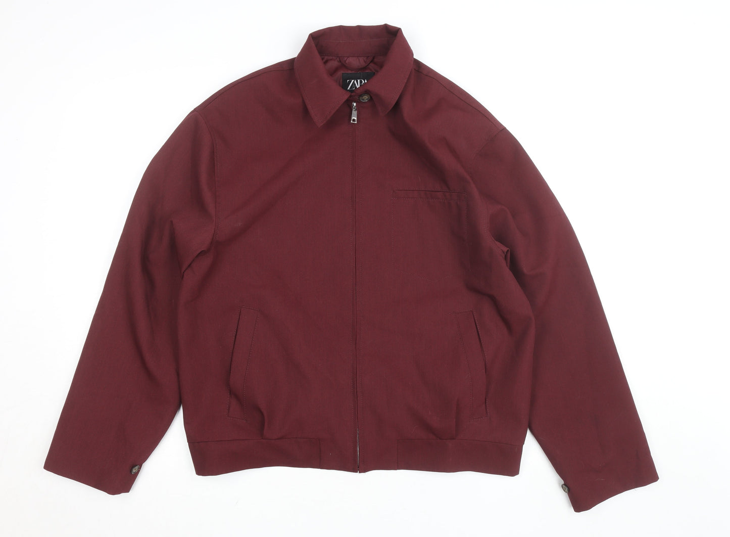 Zara Women Burgundy Single-Breasted Suit Jacket S