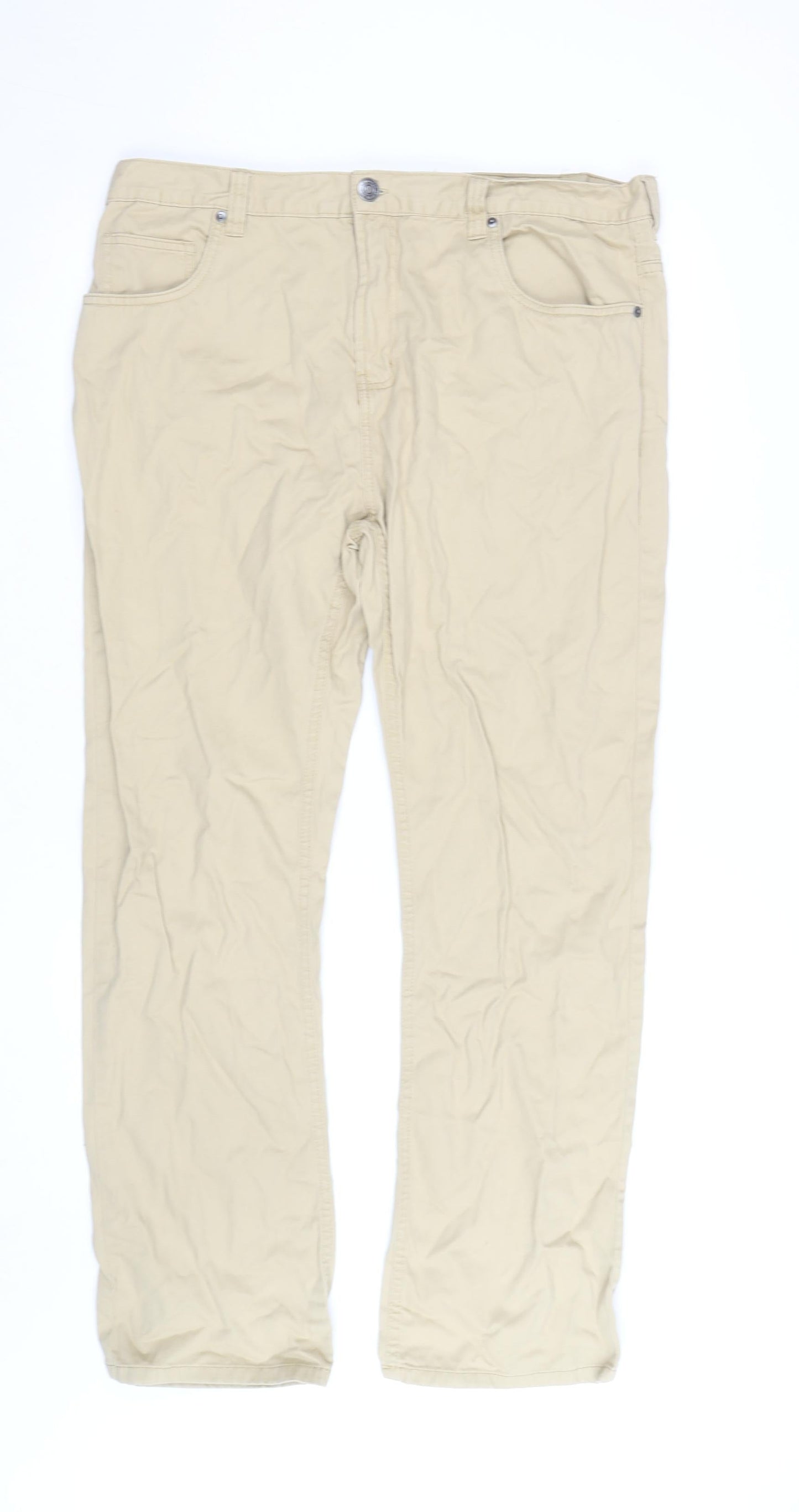 Denim Co. Men's Beige Chino Trousers 35W 32L Cotton Straight Fit