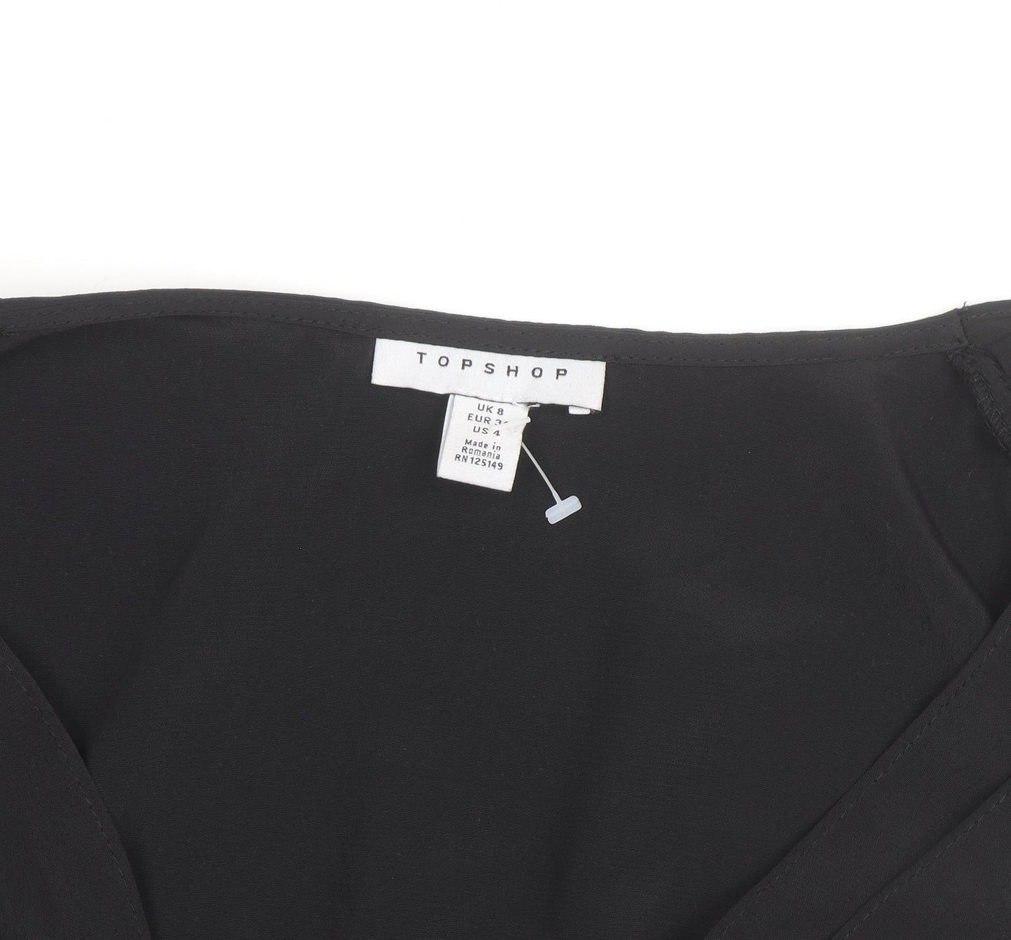 Topshop Women's Black Wrap Chiffon Blouse Size 8