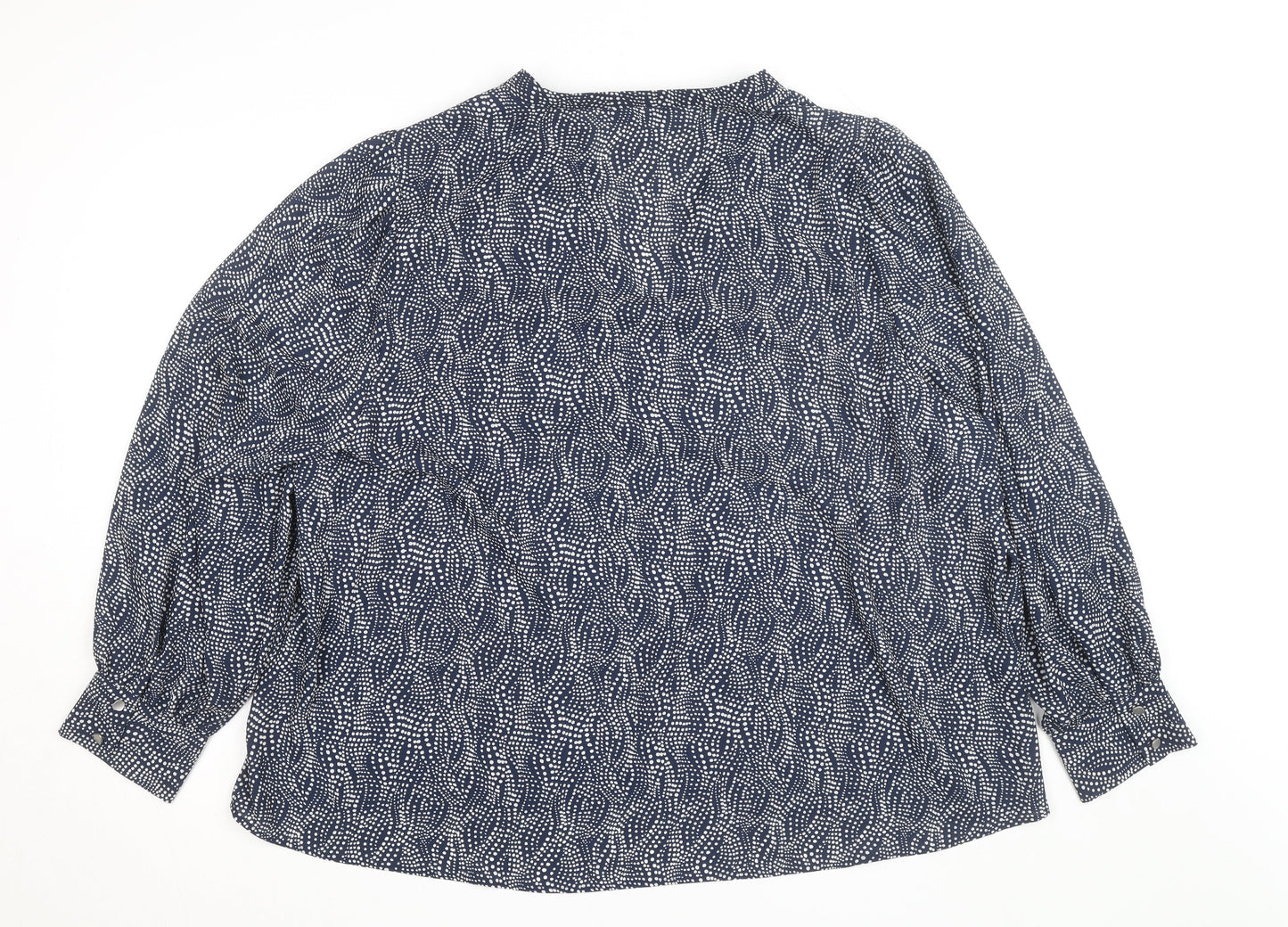Dunnes Women’s Blue Geometric Long Sleeve Tunic Blouse Size XL