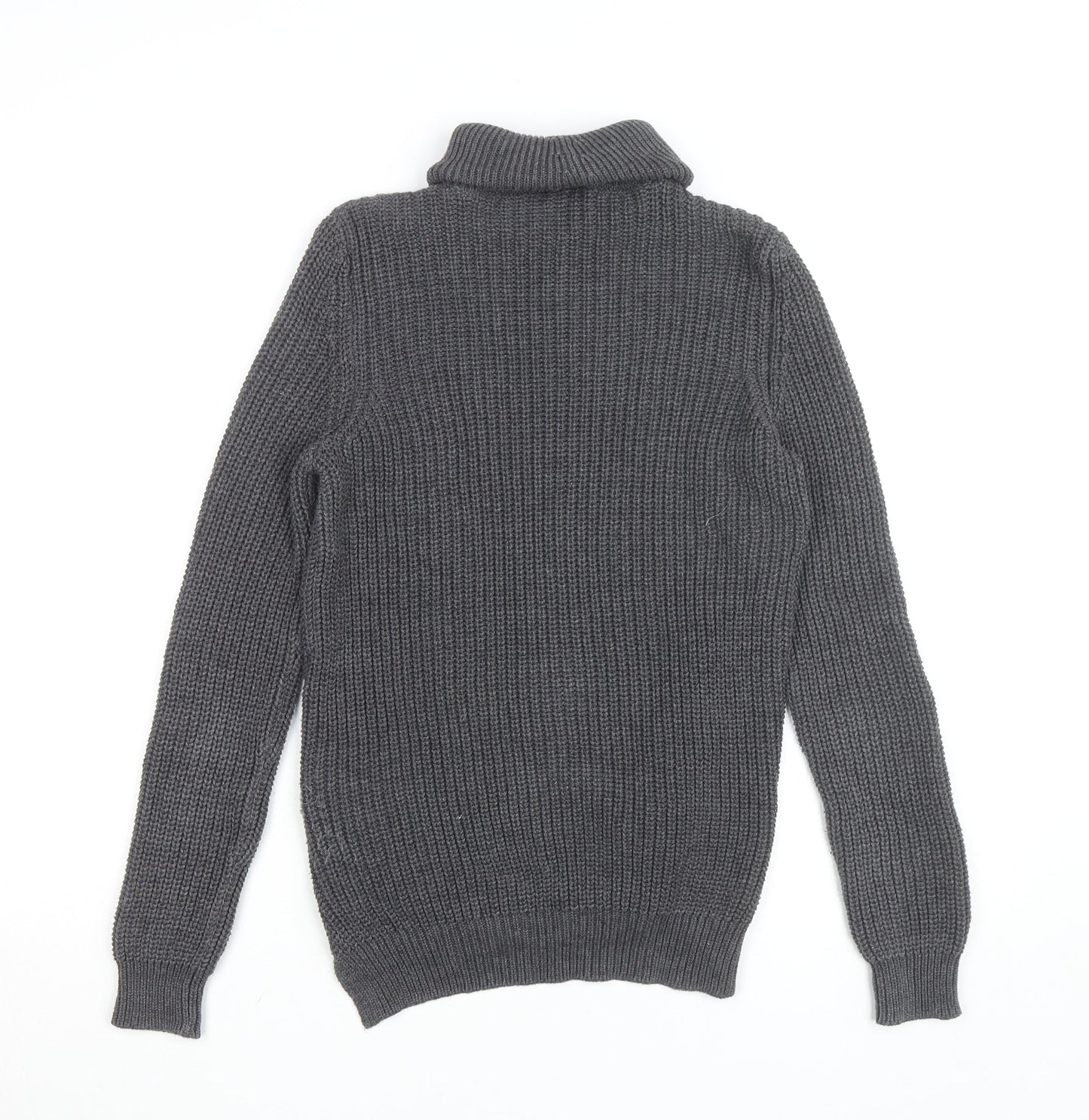 Noisy May Women Grey Roll Neck Chunky Knit Jumper Size S