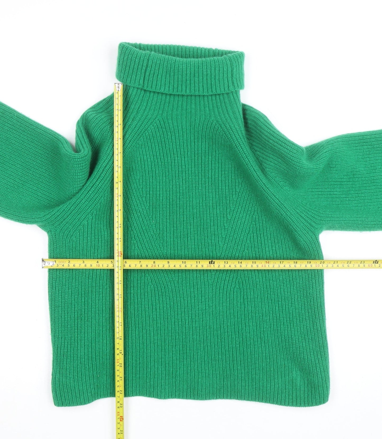 H&M Women's Green Wool Roll Neck Jumper Size S Relaxed Fit