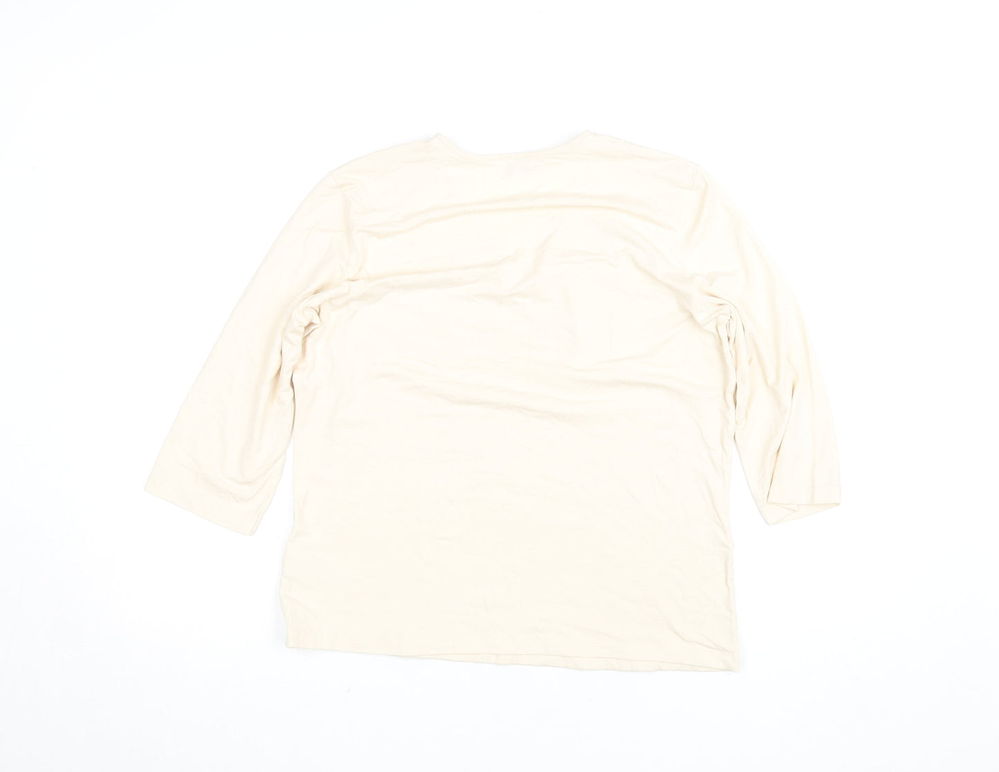 Olsen Women's Ivory V-Neck 3/4 Sleeve Jersey T-Shirt Size 16