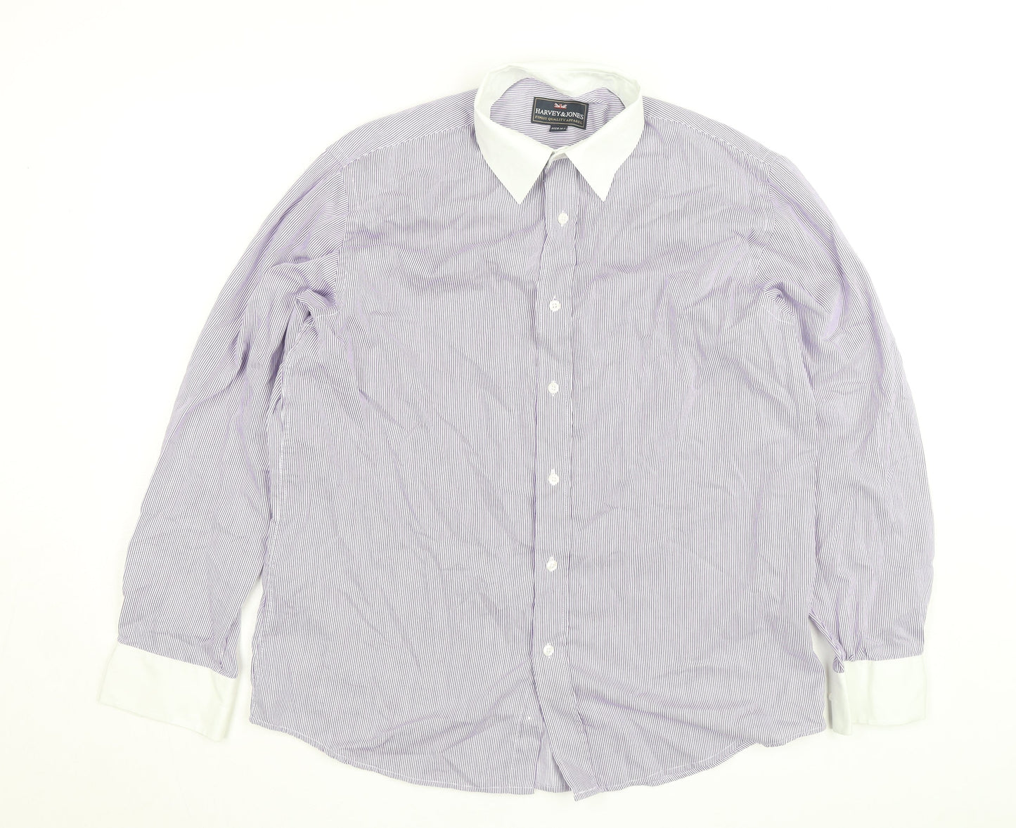 Harvey & Jones Women's Purple Striped Long Sleeve Button-Up Shirt Size 16