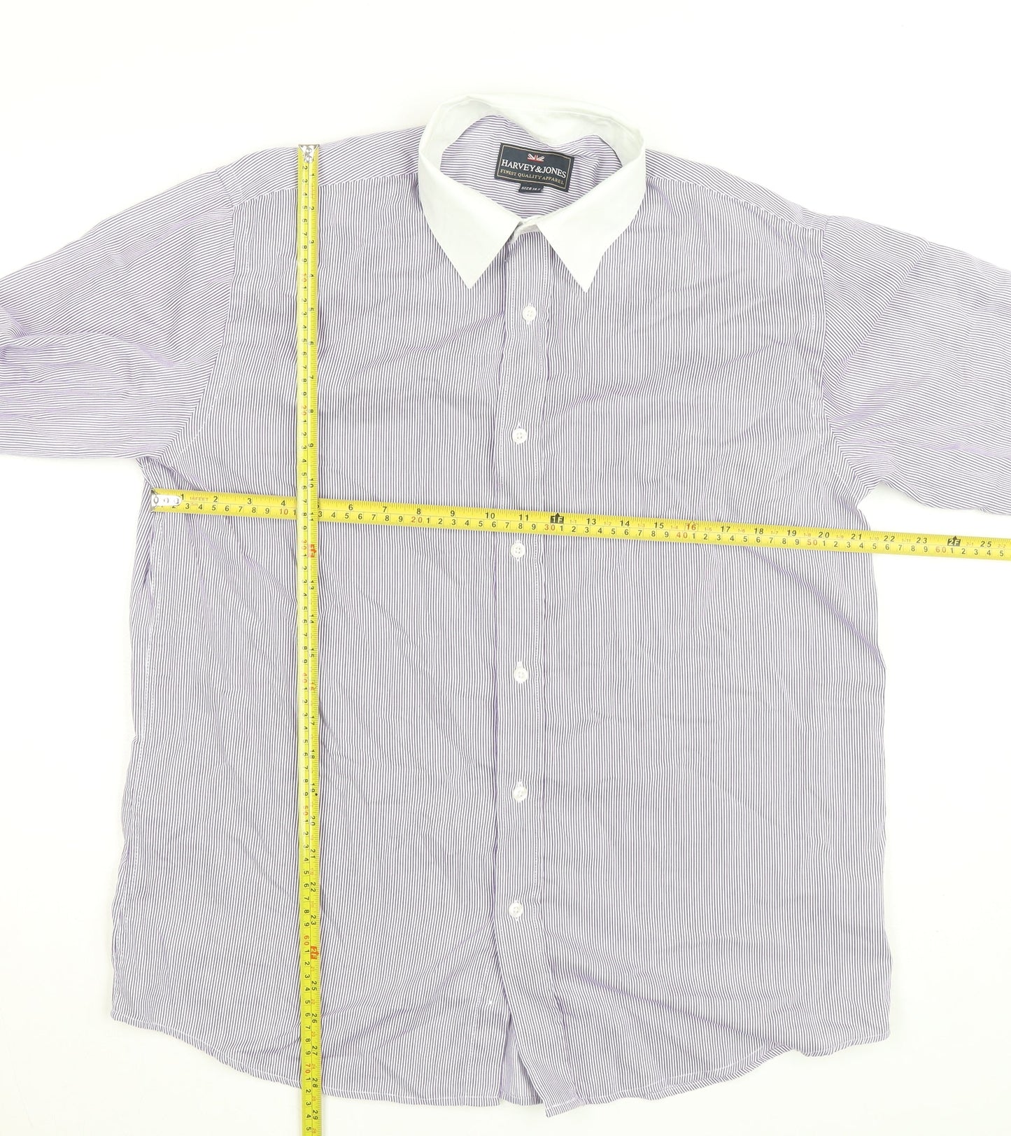 Harvey & Jones Women's Purple Striped Long Sleeve Button-Up Shirt Size 16