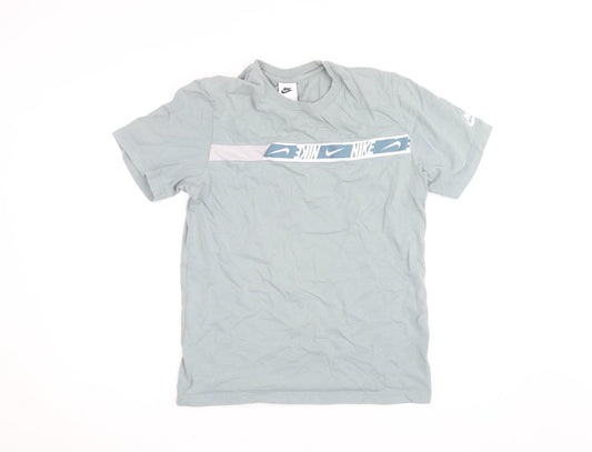 Nike Men's Grey Sports Graphic Print Cotton T-Shirt Size S