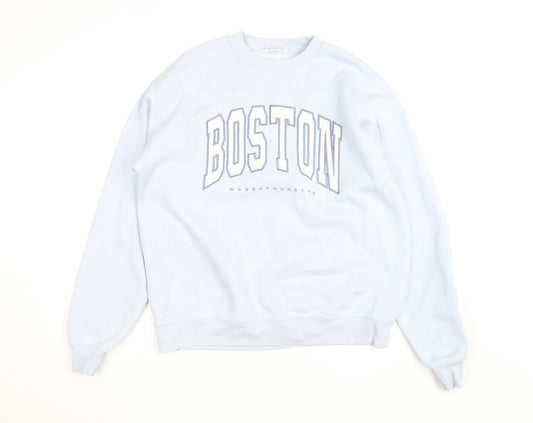 Stradivarius Unisex Blue Boston Crew Neck Sweatshirt XS